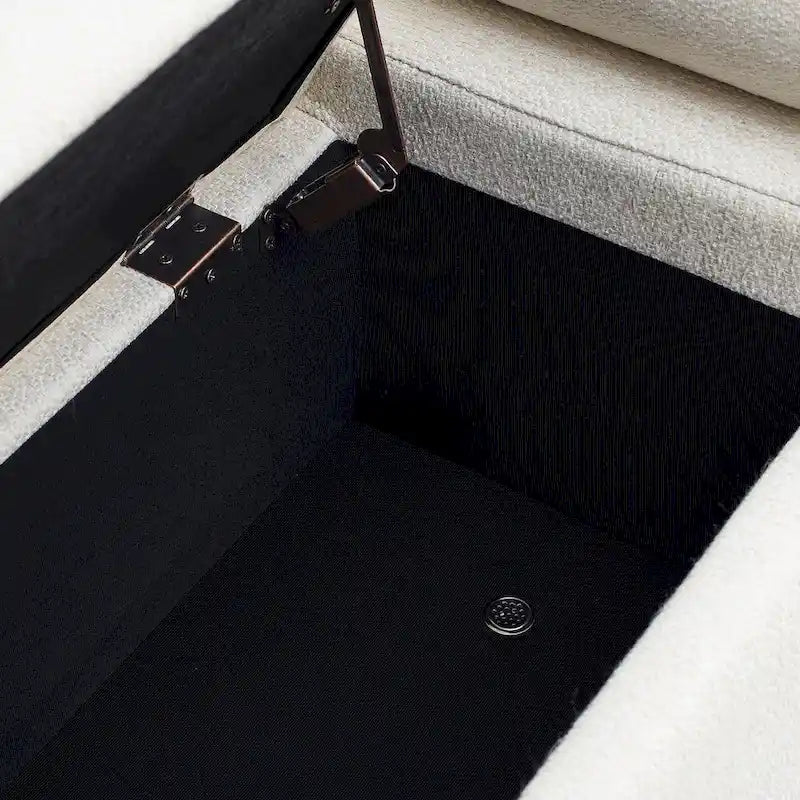 Linen Upholstered Storage Bench with Cylindrical Arms and Gold Metal Legs, 44x17x23