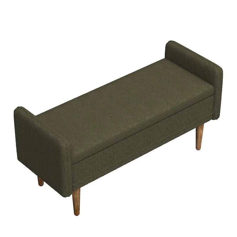 Green Linen Fabric Storage Stool with Hidden Storage Space for Apartment, Living Room, Bedroom