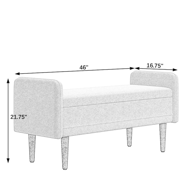 Green Linen Fabric Storage Stool with Hidden Storage Space for Apartment, Living Room, Bedroom