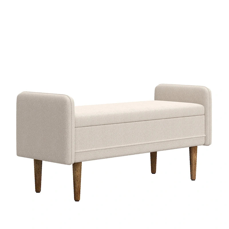 Green Linen Fabric Storage Stool with Hidden Storage Space for Apartment, Living Room, Bedroom