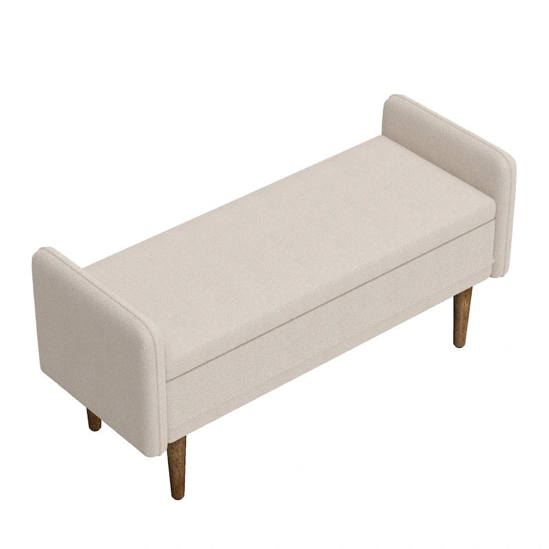 Green Linen Fabric Storage Stool with Hidden Storage Space for Apartment, Living Room, Bedroom