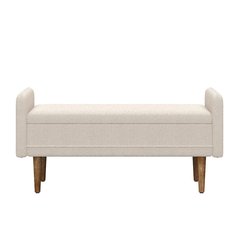 Green Linen Fabric Storage Stool with Hidden Storage Space for Apartment, Living Room, Bedroom