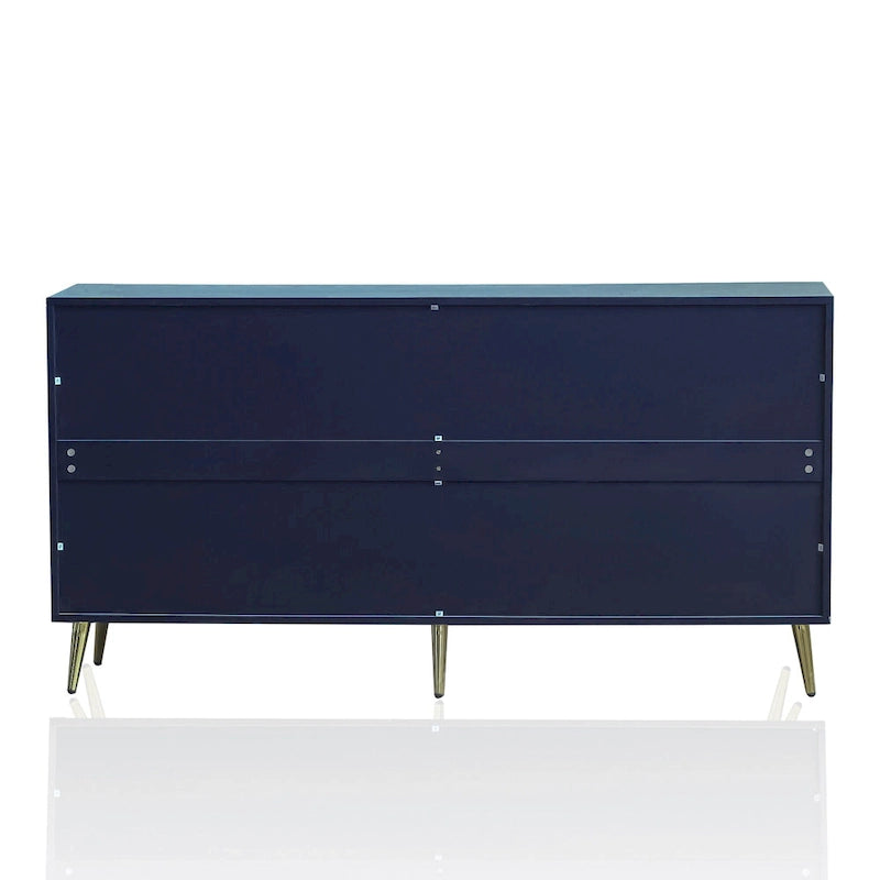 Navy Blue 4-Door Lacquered Wood Sideboard Cabinet for Living Room, Entryway, Hallway, Office