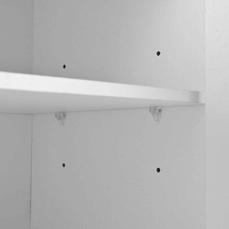 4-Door Fluted Storage Cabinet on 5 Solid Wood Legs with 5 Adjustable Shelves, 55x13.7x35.4