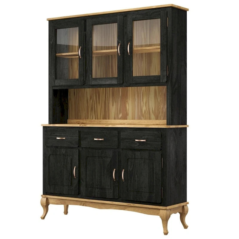 Solid Pine Wood Dining Hutch Display Cabinet, 57.2x12.4x41.9