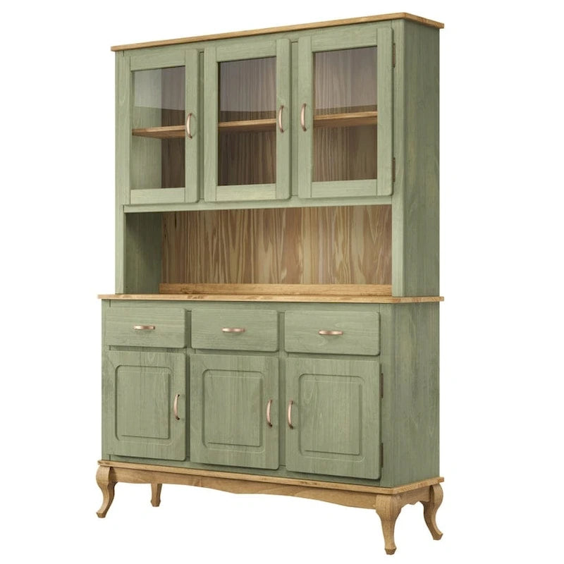 Solid Pine Wood Dining Hutch Display Cabinet, 57.2x12.4x41.9