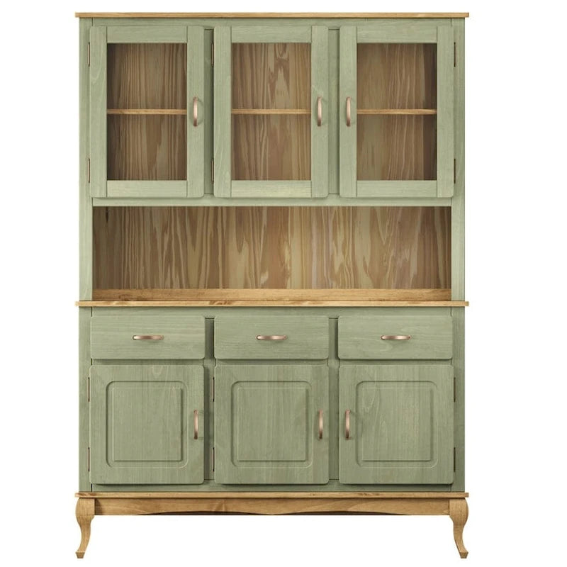Solid Pine Wood Dining Hutch Display Cabinet, 57.2x12.4x41.9