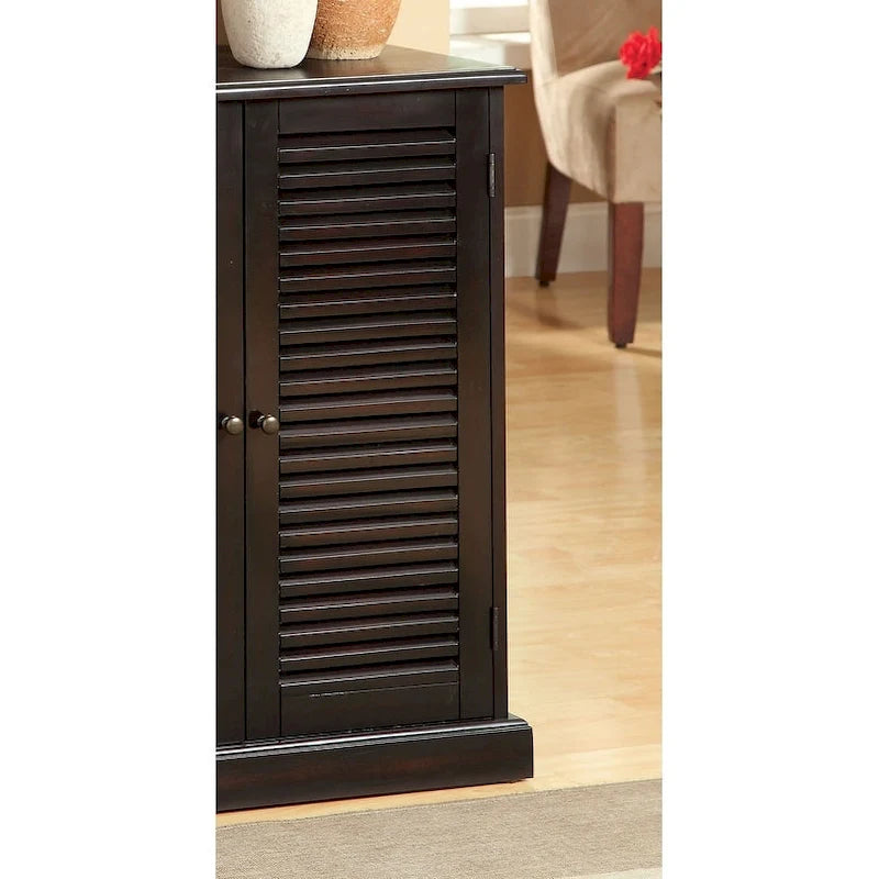 Shoe Cabinet with Louver Design Doors and Adjustable Shelves, Espresso or Oak Finish