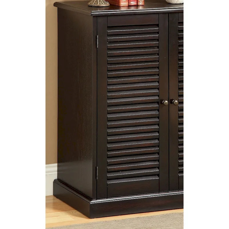 Shoe Cabinet with Louver Design Doors and Adjustable Shelves, Espresso or Oak Finish