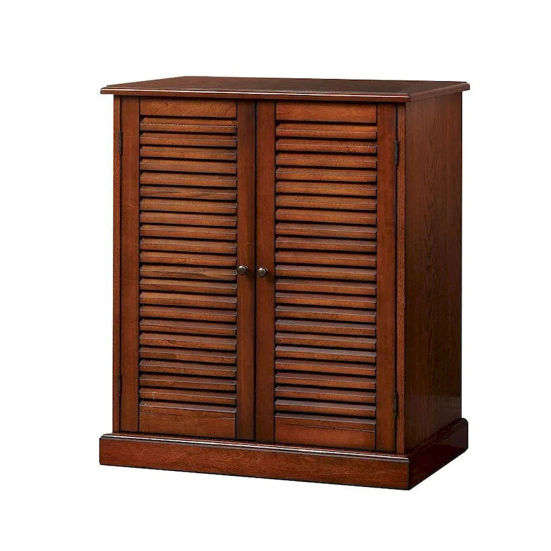Shoe Cabinet with Louver Design Doors and Adjustable Shelves, Espresso or Oak Finish