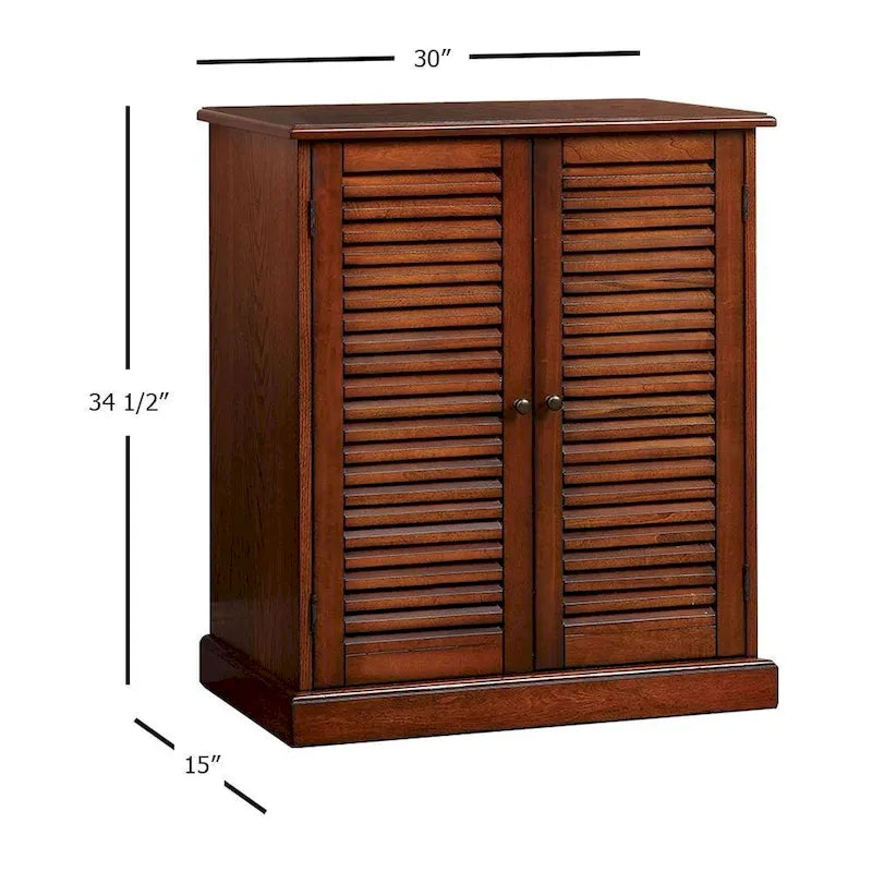 Shoe Cabinet with Louver Design Doors and Adjustable Shelves, Espresso or Oak Finish