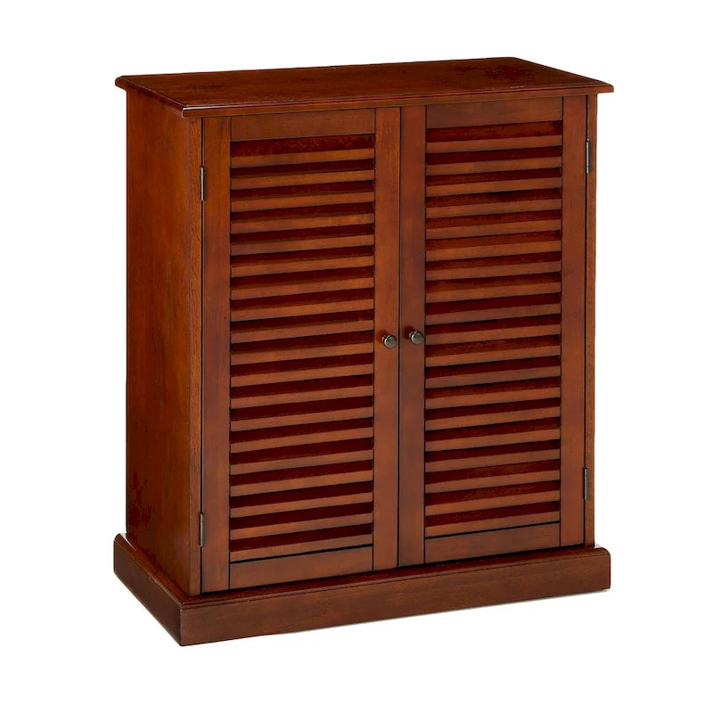 Shoe Cabinet with Louver Design Doors and Adjustable Shelves, Espresso or Oak Finish