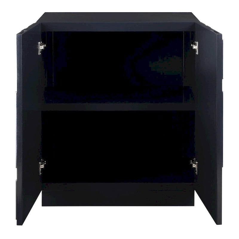 2-Door Glossy Blue Storage Cabinet with Two Fixed Interior Shelves, 34H inches