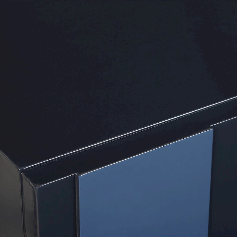 2-Door Glossy Blue Storage Cabinet with Two Fixed Interior Shelves, 34H inches
