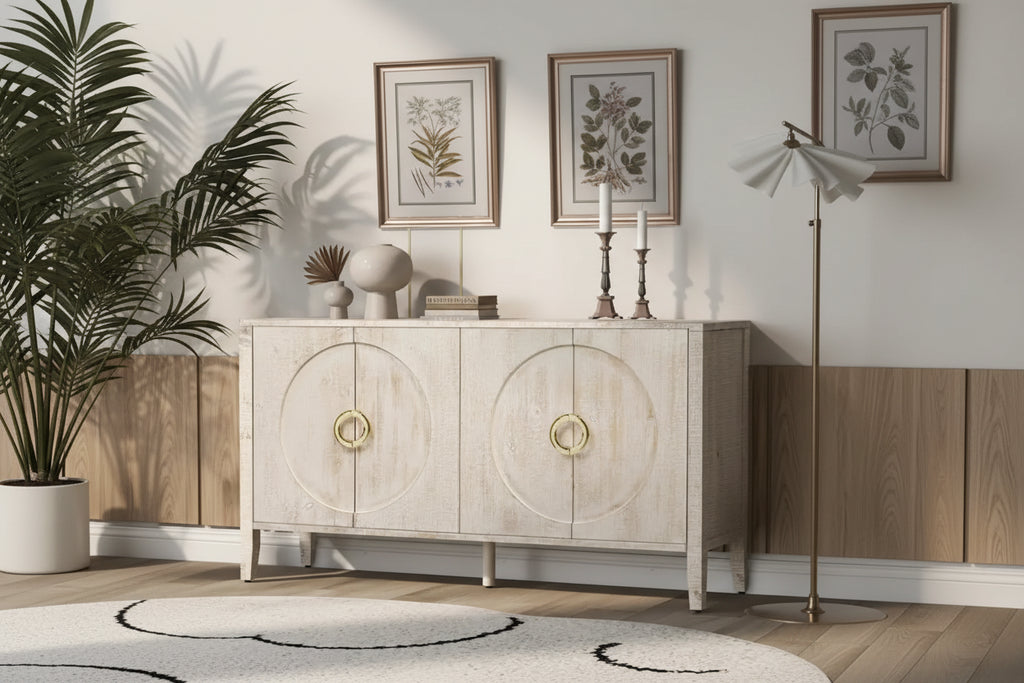 Fir Veneer Accent Cabinet with Textured Finish