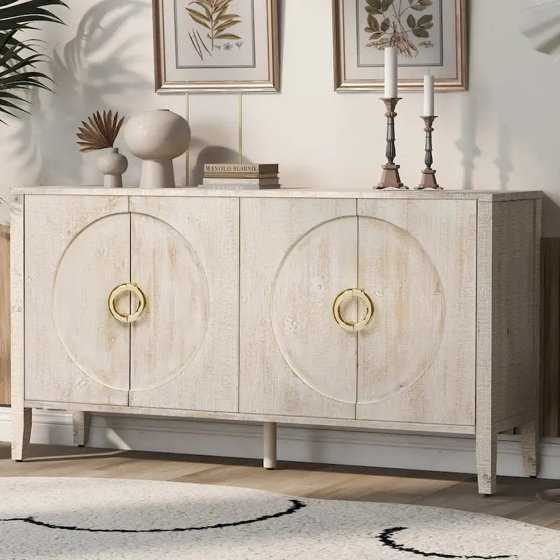 Fir Veneer Accent Cabinet with Textured Finish