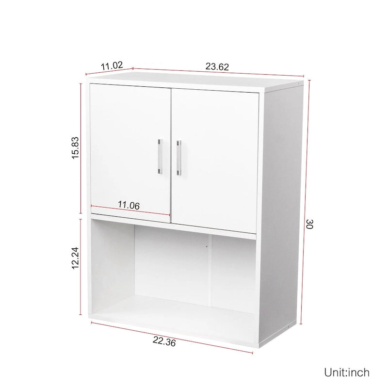 Wall-Mounted Floating Wood Storage Cabinet for Barber or Shampoo Station