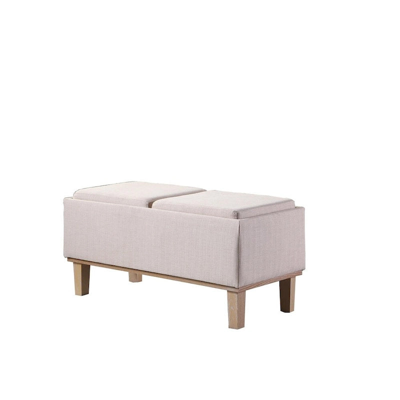 17-Inch Fabric Upholstered Flip-Top Storage Bench with Unfinished Wood Legs