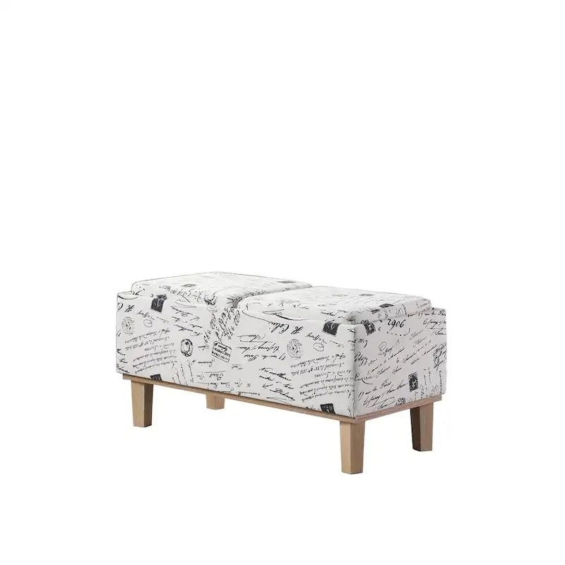 17-Inch Fabric Upholstered Flip-Top Storage Bench with Unfinished Wood Legs
