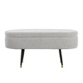 Fabric Upholstered Storage Bench with Flip-Top Lid and Metal Legs