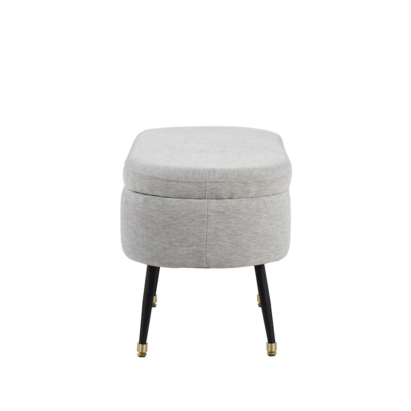 Fabric Upholstered Storage Bench with Flip-Top Lid and Metal Legs