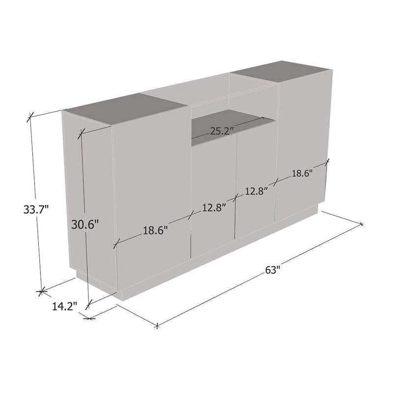 63-Inch Wood Sideboard Storage Cabinet