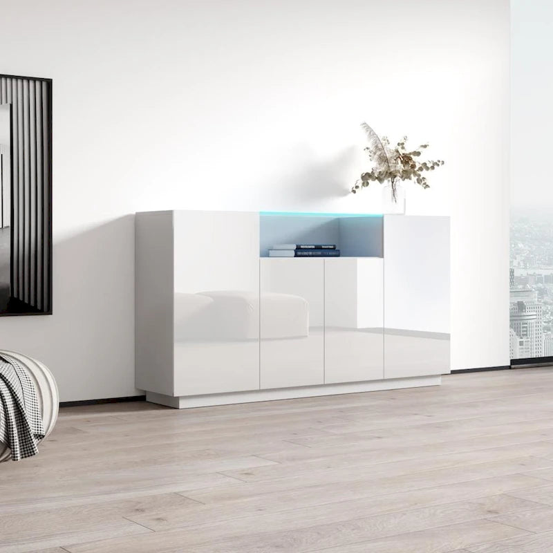 63-Inch Wood Sideboard Storage Cabinet