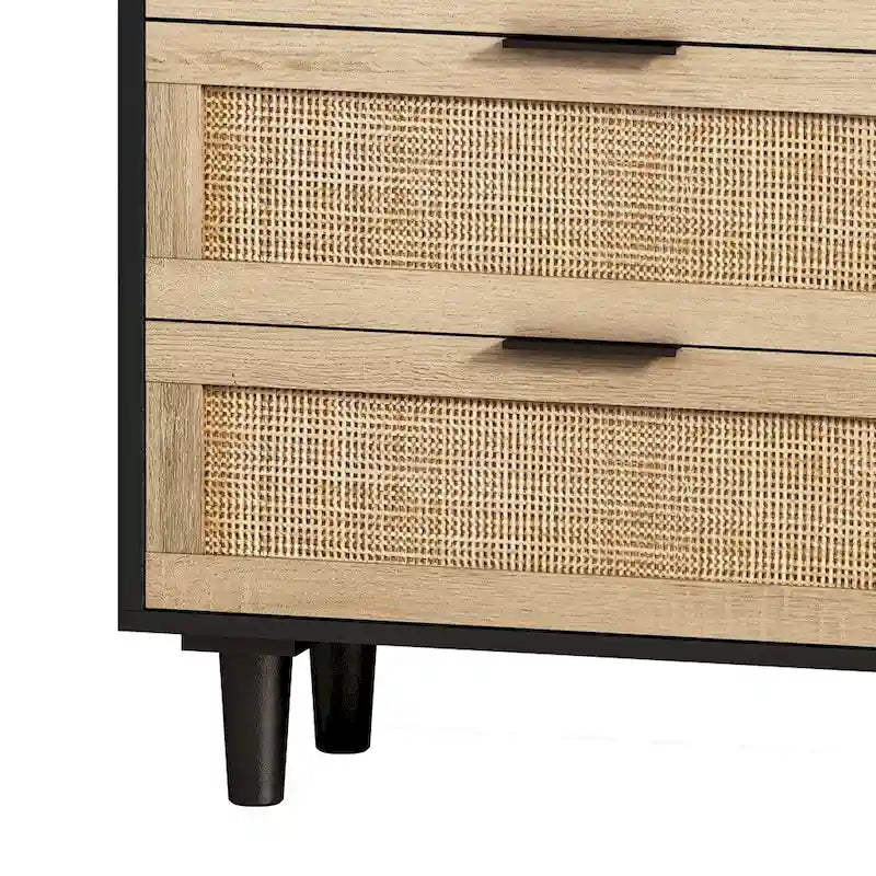 6-Drawer Rattan Storage Cabinet for Bedroom and Living Room, 51.18 inches Wide