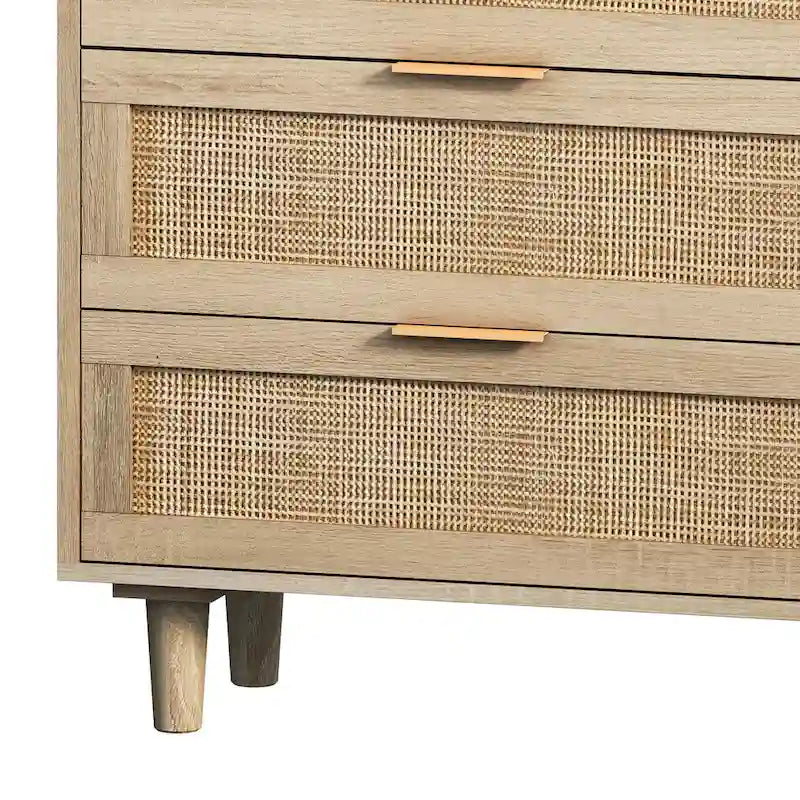 6-Drawer Rattan Storage Cabinet for Bedroom and Living Room, 51.18 inches Wide