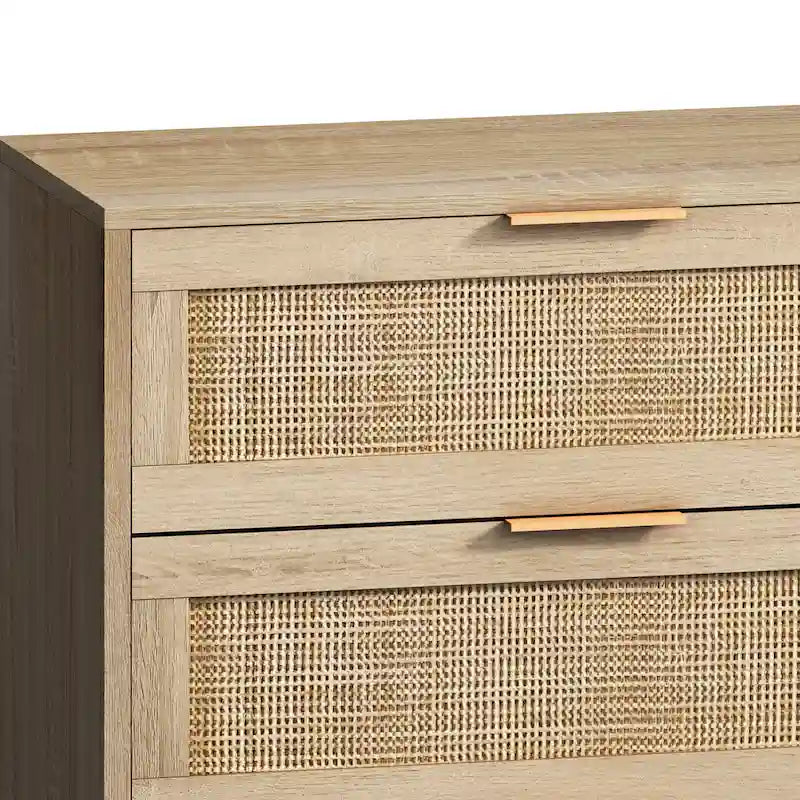 6-Drawer Rattan Storage Cabinet for Bedroom and Living Room, 51.18 inches Wide
