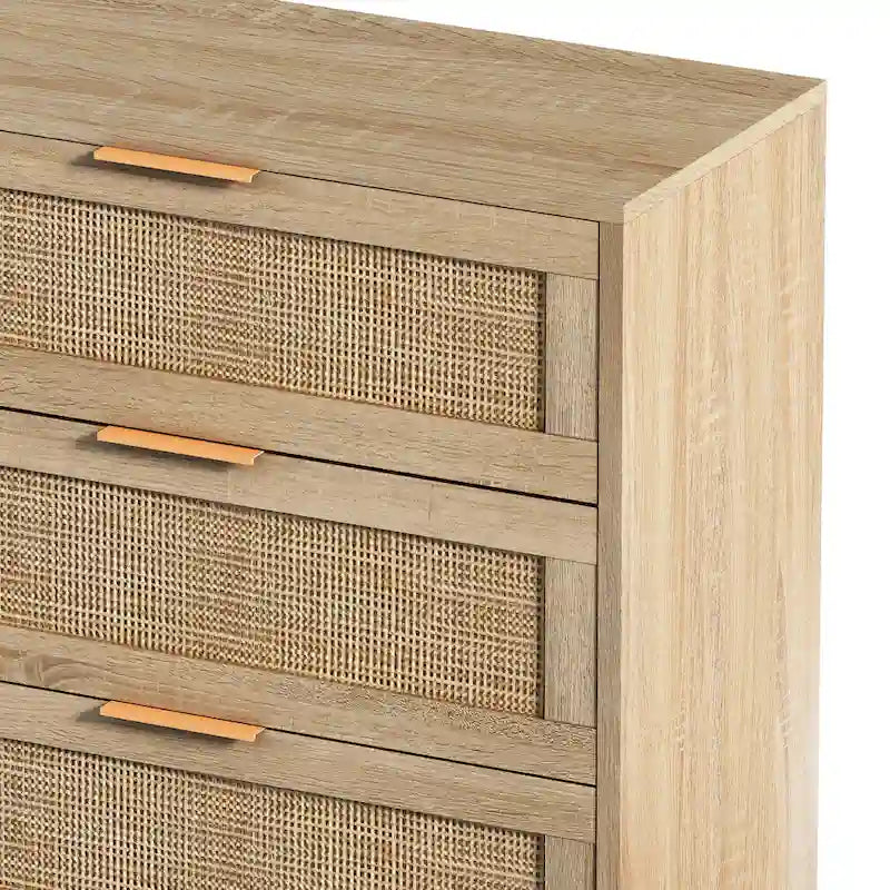 6-Drawer Rattan Storage Cabinet for Bedroom and Living Room, 51.18 inches Wide