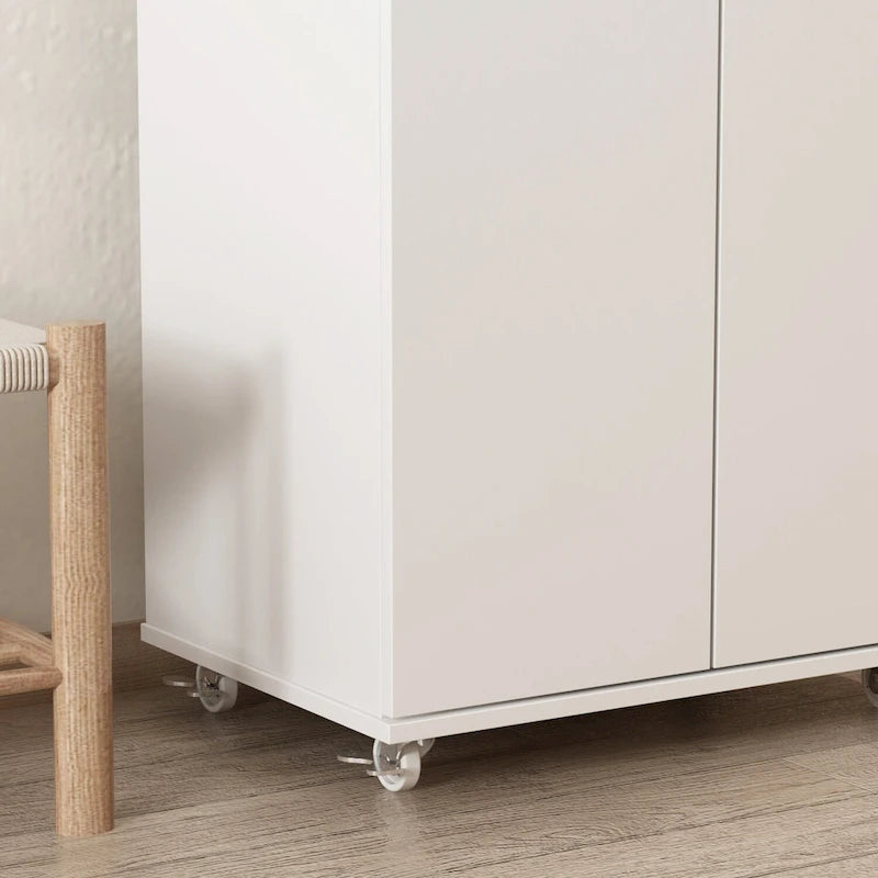 8-Tier Tall Shoe Cabinet with 3 Adjustable Shelves and Wheels, Holds 24 Pairs