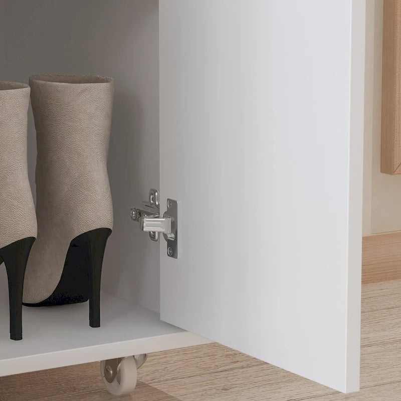 8-Tier Tall Shoe Cabinet with 3 Adjustable Shelves and Wheels, Holds 24 Pairs