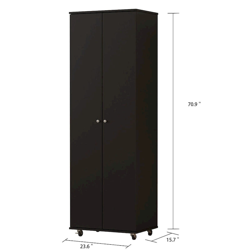 8-Tier Tall Shoe Cabinet with 3 Adjustable Shelves and Wheels, Holds 24 Pairs