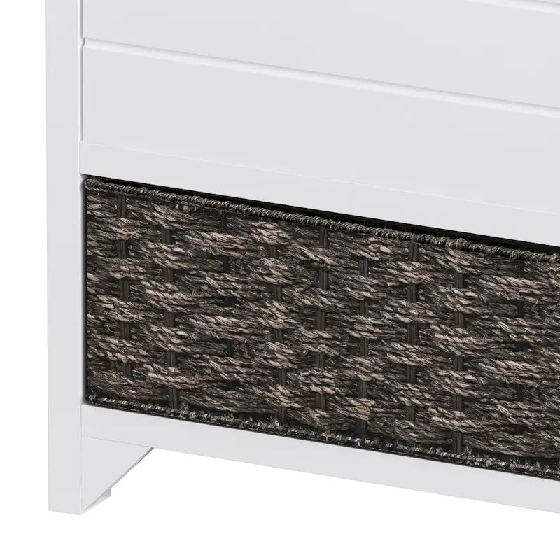 Storage Bench with Cushion, Removable Basket and 2 Drawers, Fully Assembled