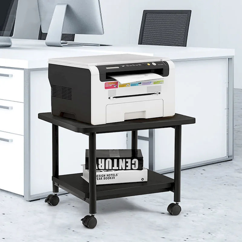 2-Tier Rolling Printer Cart Storage Stand Under Desk with Casters