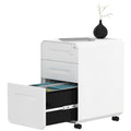 3-Drawer Mobile Steel File Cabinet with Locking Wheels, Matte Finish