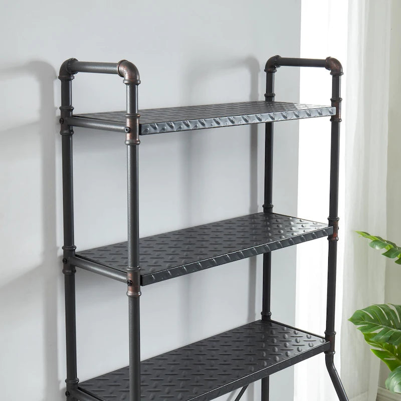 Over-The-Toilet 3-Shelf Metal Organizer with Sand Black and Copper Finish, 64.75H