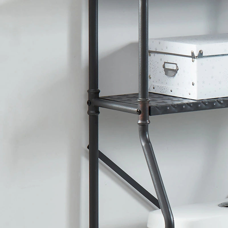 Over-The-Toilet 3-Shelf Metal Organizer with Sand Black and Copper Finish, 64.75H
