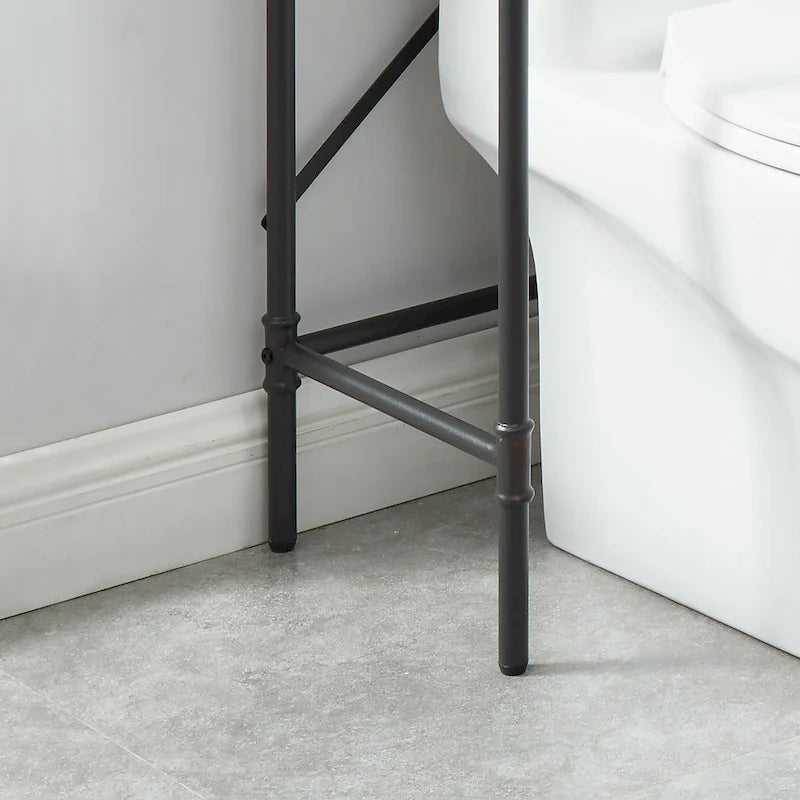 Over-The-Toilet 3-Shelf Metal Organizer with Sand Black and Copper Finish, 64.75H