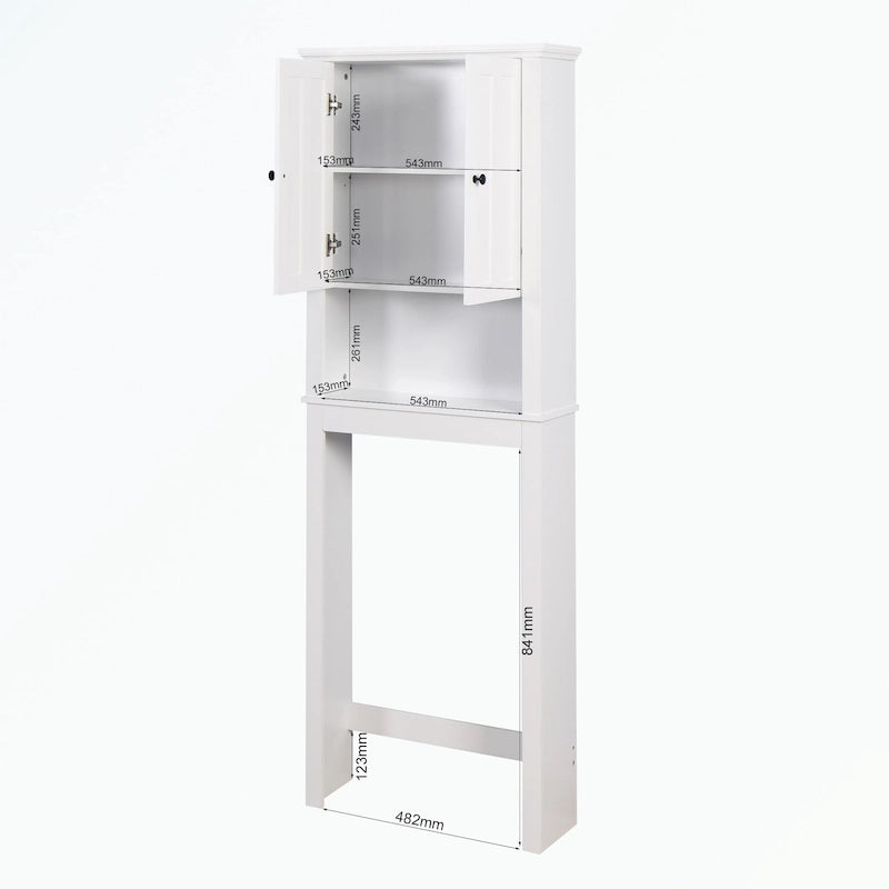 Over-The-Toilet Bathroom Wood Storage Cabinet with Shutter Doors and Adjustable Shelf