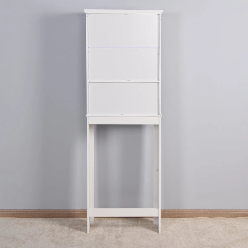 Over-The-Toilet Bathroom Wood Storage Cabinet with Shutter Doors and Adjustable Shelf