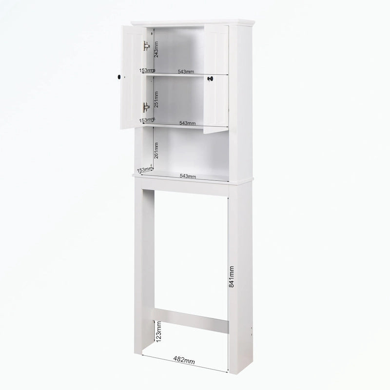 Over-The-Toilet Bathroom Wood Storage Cabinet with Shutter Doors and Adjustable Shelf