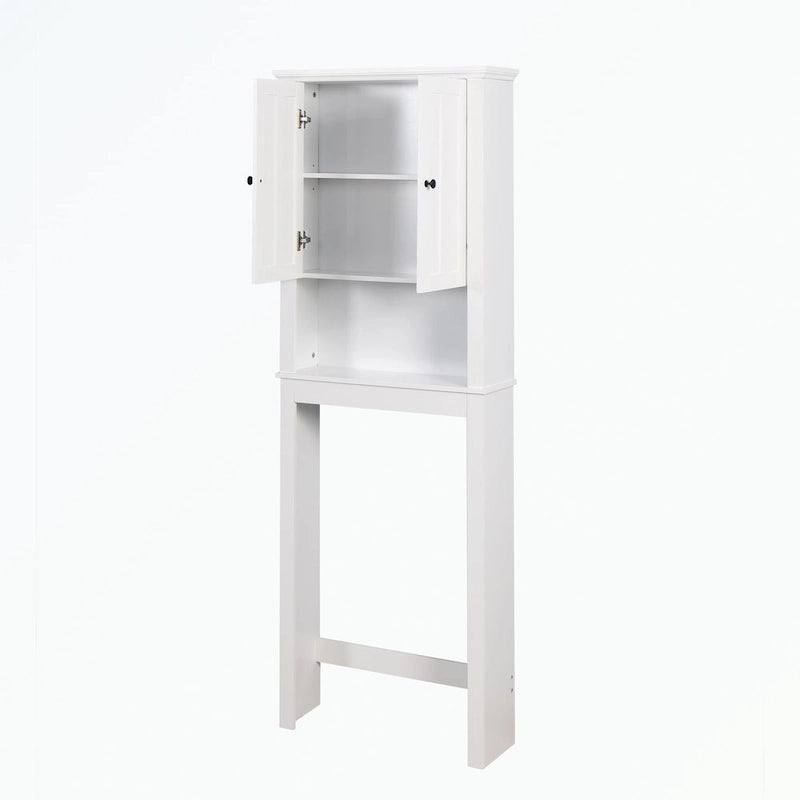 Over-The-Toilet Bathroom Wood Storage Cabinet with Shutter Doors and Adjustable Shelf