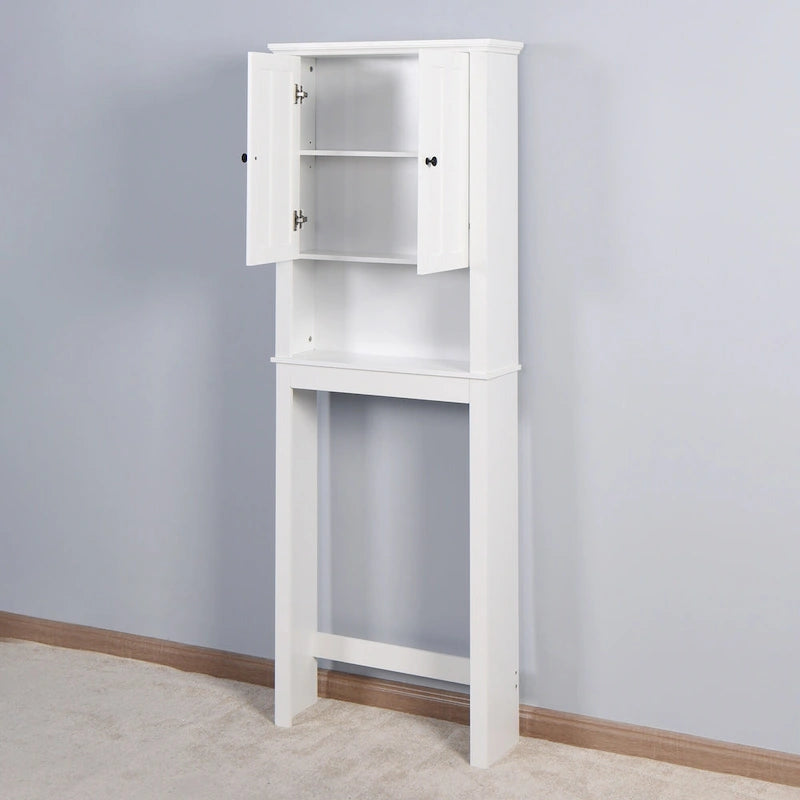 Over-The-Toilet Bathroom Wood Storage Cabinet with Shutter Doors and Adjustable Shelf