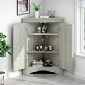 Grey Triangle Corner Bathroom Storage Cabinet with Adjustable Shelves