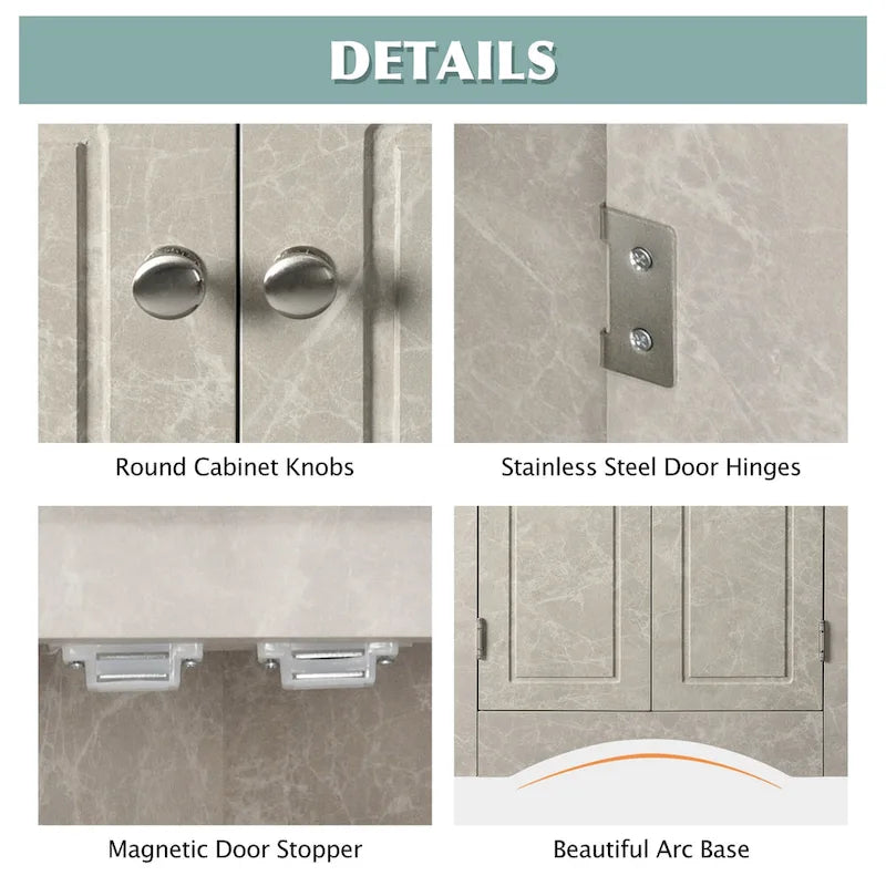 Grey Triangle Corner Bathroom Storage Cabinet with Adjustable Shelves