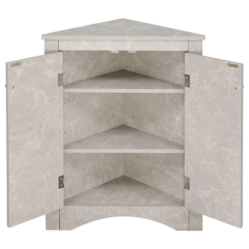 Grey Triangle Corner Bathroom Storage Cabinet with Adjustable Shelves