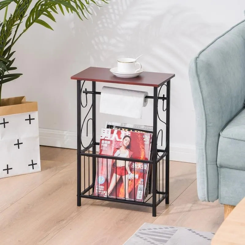 Bathroom Side Table with Magazine and Storage Rack