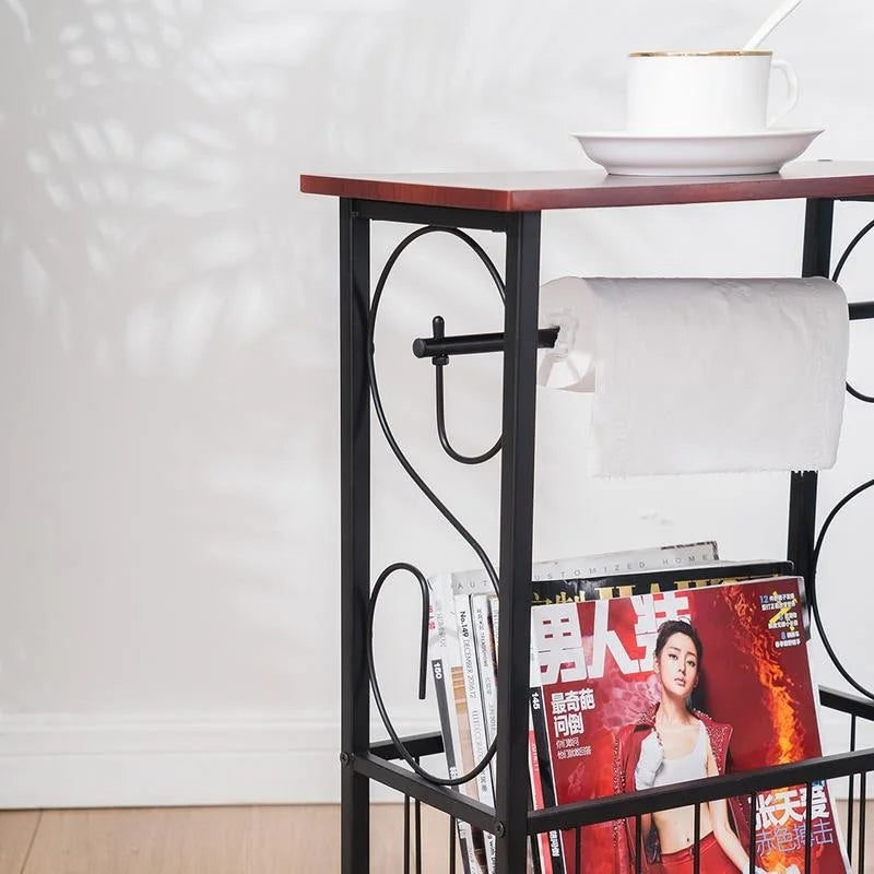 Bathroom Side Table with Magazine and Storage Rack